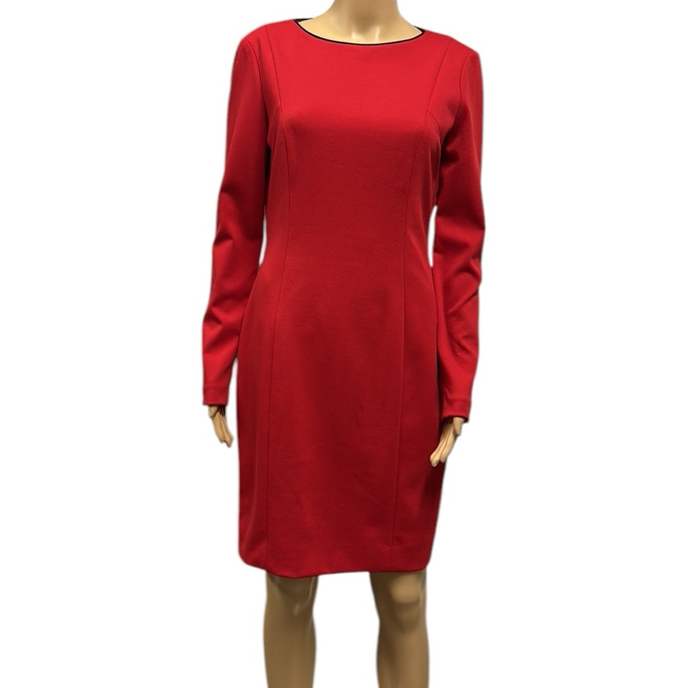 Daniel Cremieux Vintage Red Rayon Blend Long Sleeve Zip Back Dress Womens 6